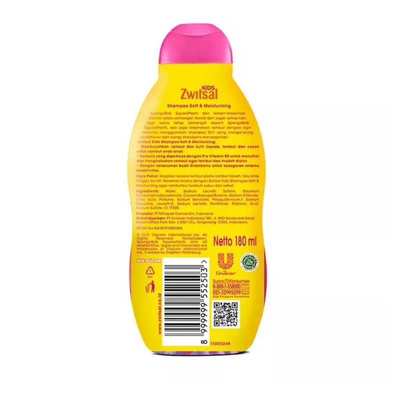 Zwitsal kids shampoo conditioner 180ml/shampo anak bayi ZWITSAL 180 ML Pink Hijau Biru switzal