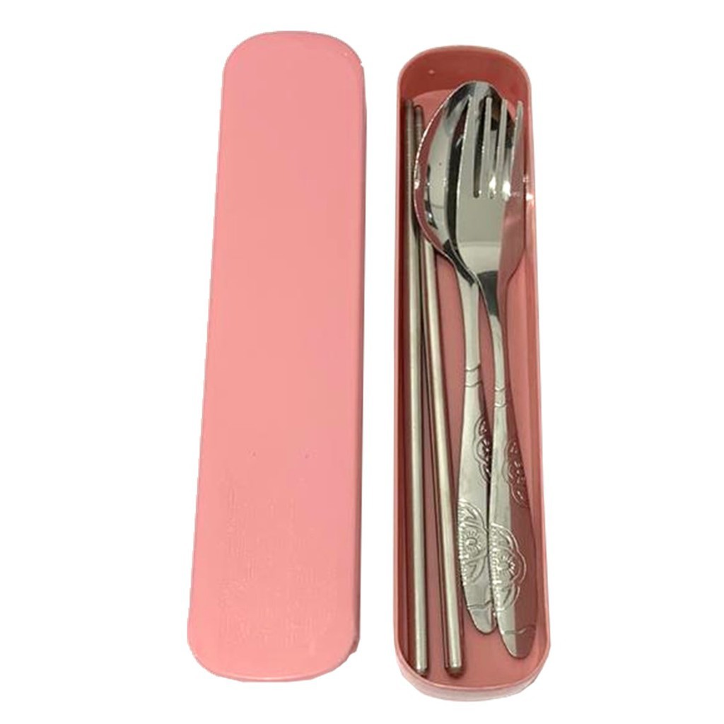Set Alat Makan Portable Sendok Garpu Sumpit Set Stainless Steel Travelling Souvenir SG10
