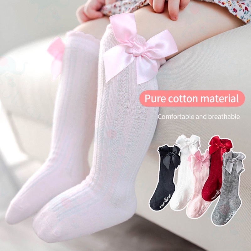 Kaos Kaki Pita - Kaos Kaki Bayi Panjang Pita Anak Perempuan Anti Slip - Kaos Kaki Import Aksen Pita