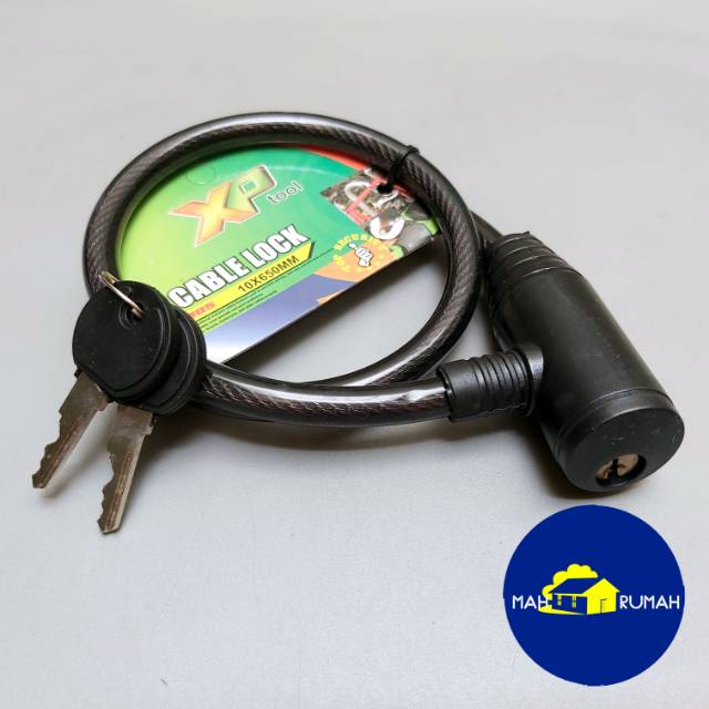 Gembok Kunci Kabel Sepeda Cable Lock Hitam - XPTOOL 10MM X 650MM 65cm