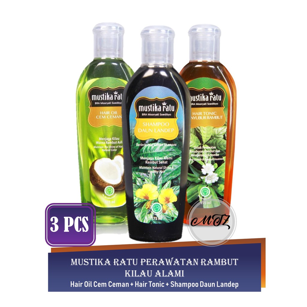 Paket Mustika Ratu Perawatan Anti Ketombe (Minyak CemCeman + Hair Tonic + Shampo Daun Landep) - 3pcs