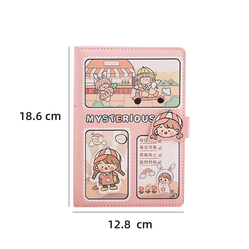 Japanese Cartoon Magnetic Buckle Notebook Student Colored Inner Page Handbook Diary