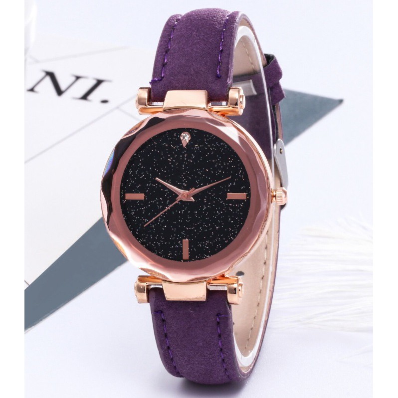 Jam Tangan Kulit Fashion Starry KULIT Women's Watches Watch Faux Leather Korea Style Women Watch