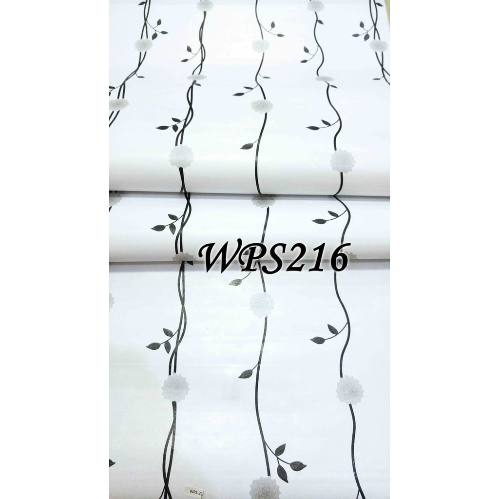 WPS216 White Silver Flower Wallpaper Sticker Stiker Hiasan Dekorasi Dinding Motif Bunga Rambat