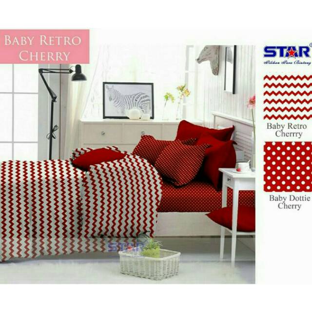 Kain sprei STAR meteran motif Baby Retro Cherry