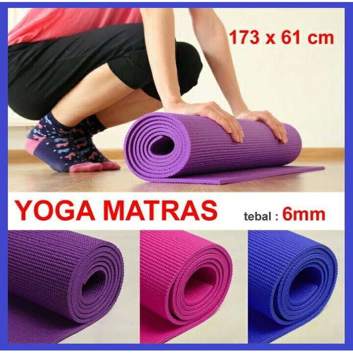 6 MM VERSI BARU PREMIUM EVA yoga mat BONUS TAS jaring MATRAS YOGA ECO-FRIENDLY warna random