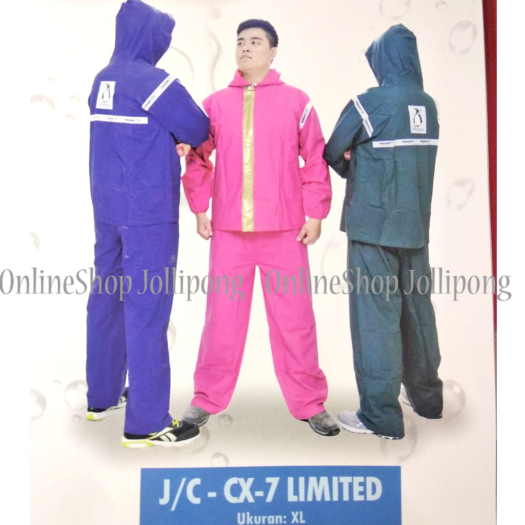 as Hujan Stelan Jaket Celana Penguin CX7 bahan Pvc Size XL Tebal