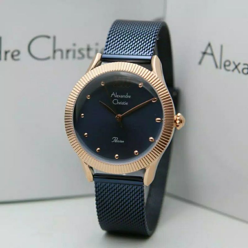 Jam Tangan Alexandre Christie AC 2859 tali Pasir Wanita / Cewek Original