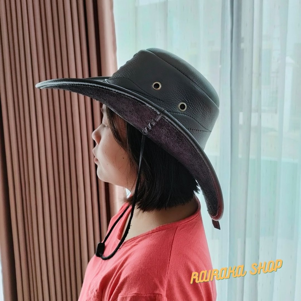 Topi Koboy Kulit Sapi Asli Laken Coboy Super Mantap Original Garut American Style.