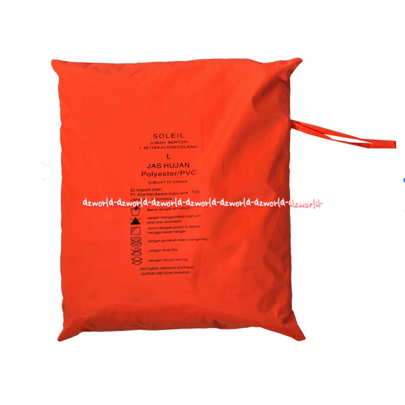 Soleil Jas Hujan Stelan Celana Bahan Tebal Krah Tinggi Tutup Kepala Warna Orange Kuning Kombinasi Hitam Scotch Light Rain Coat Suit