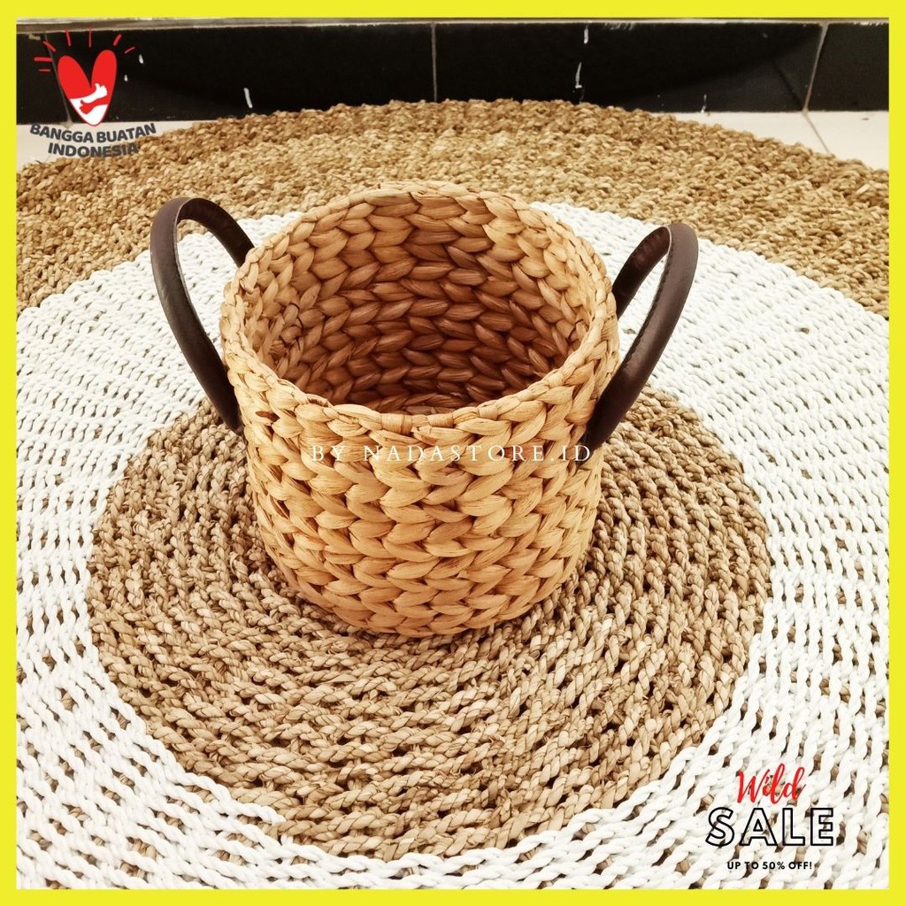 Keranjang anyaman Bulat / Laundry Basket / Storage Box Keranjang Bulat Anyaman Enceng BE01