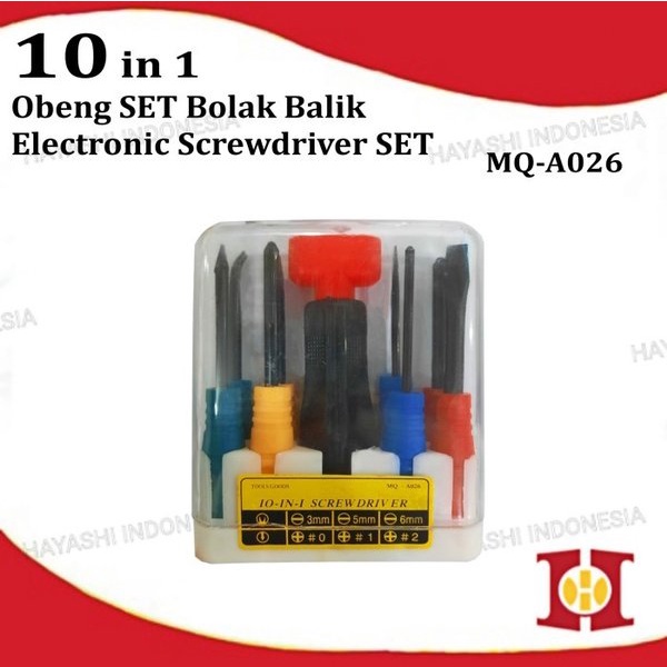 Obeng Min Plus Kembang Set 10 In 1 Service Elektronik HP PC Komputer