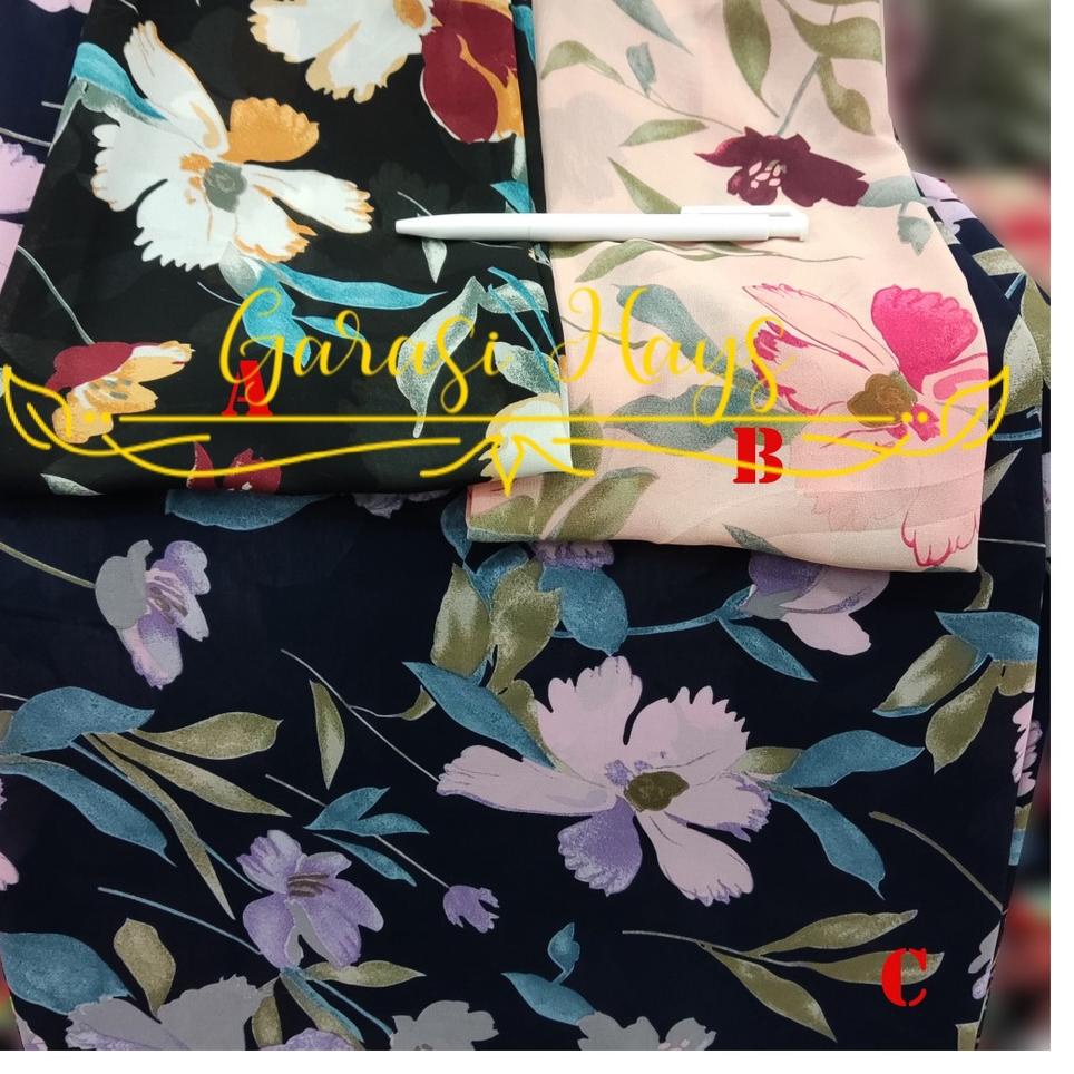 『Terlaris』 Kain Sifon Ceruti Chiffon Ceruti Motif Bunga Lebar 150 cm 