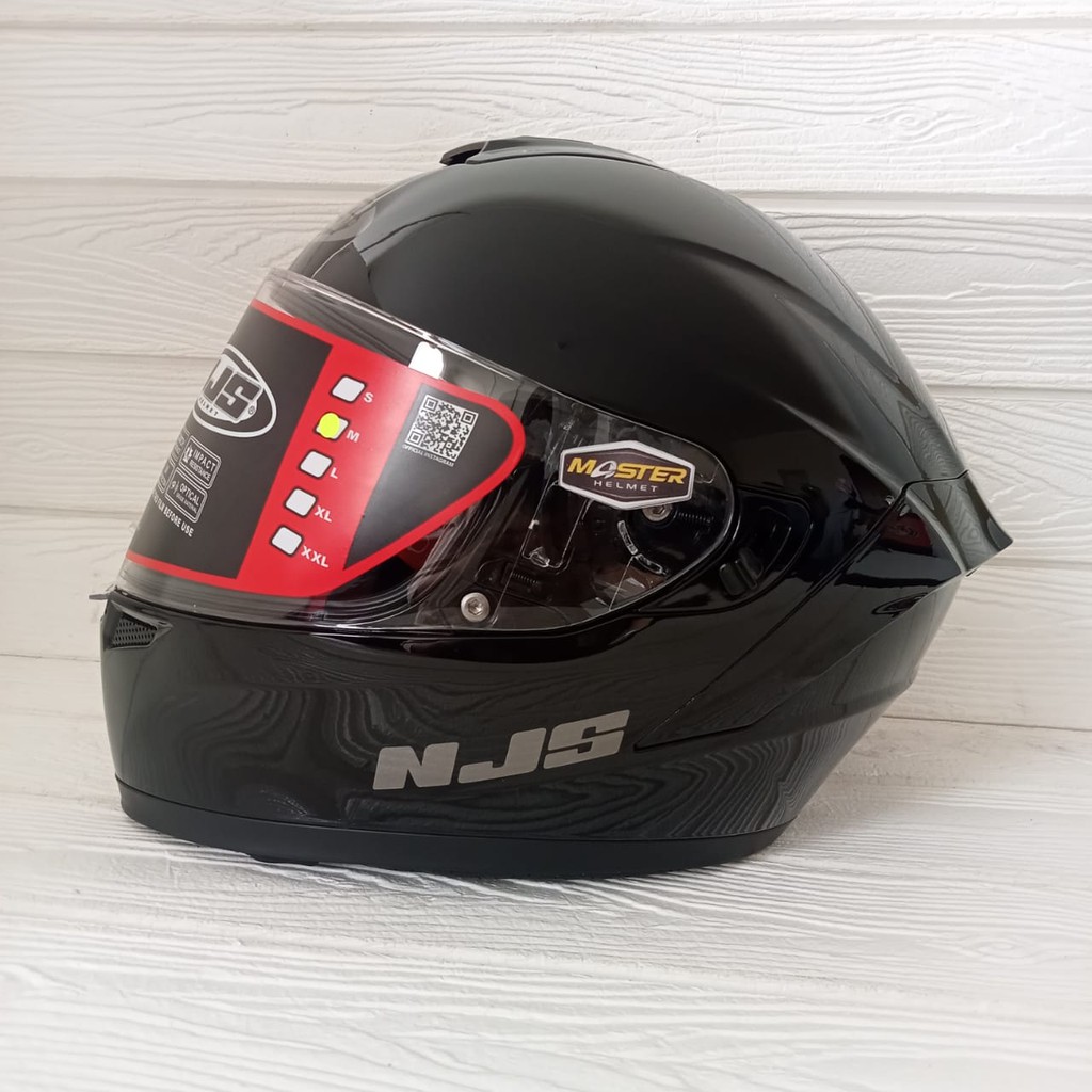 Jual HELM NJS FULL FACE ZX-1 SOLID BLACK NJS ZX ONE NJS ZX1 Indonesia