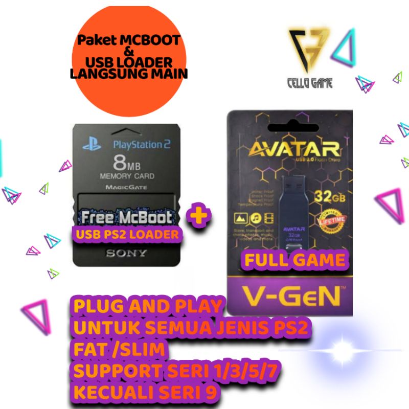 PAKET ISI FULL GAME PS2 USB 32Gb+MC BOOT OPL USB LOADER