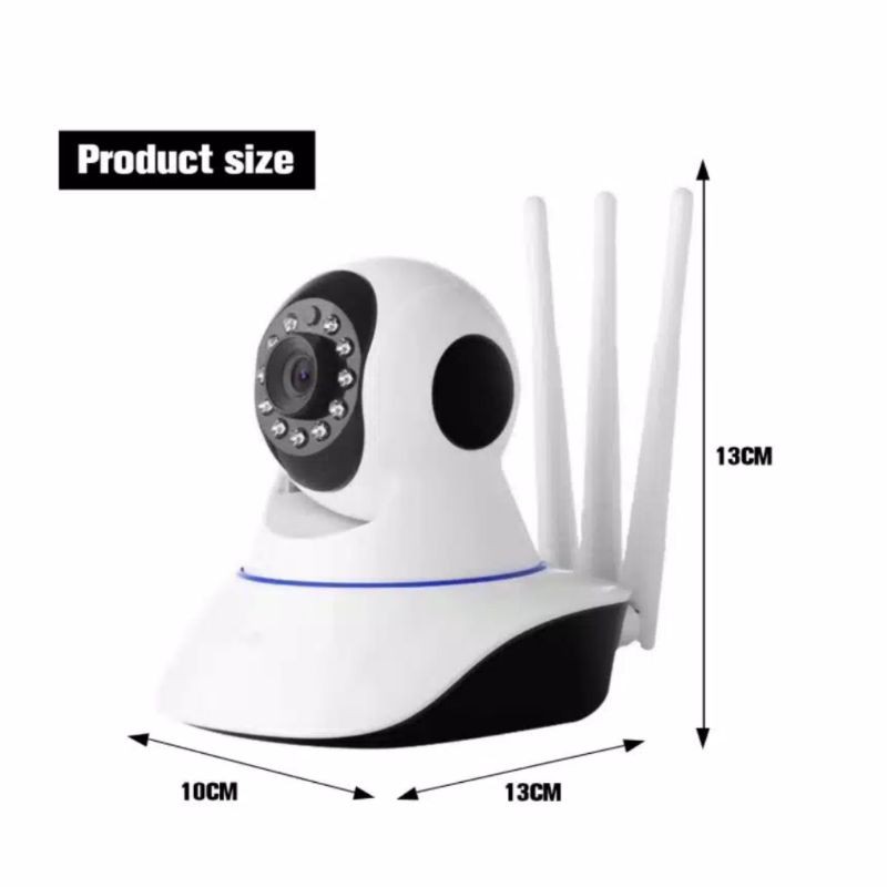 IP CAMERA CCTV 3 ANTENA 720P WIRELESS WIFI HOME SECURITY SINYAL KUAT D