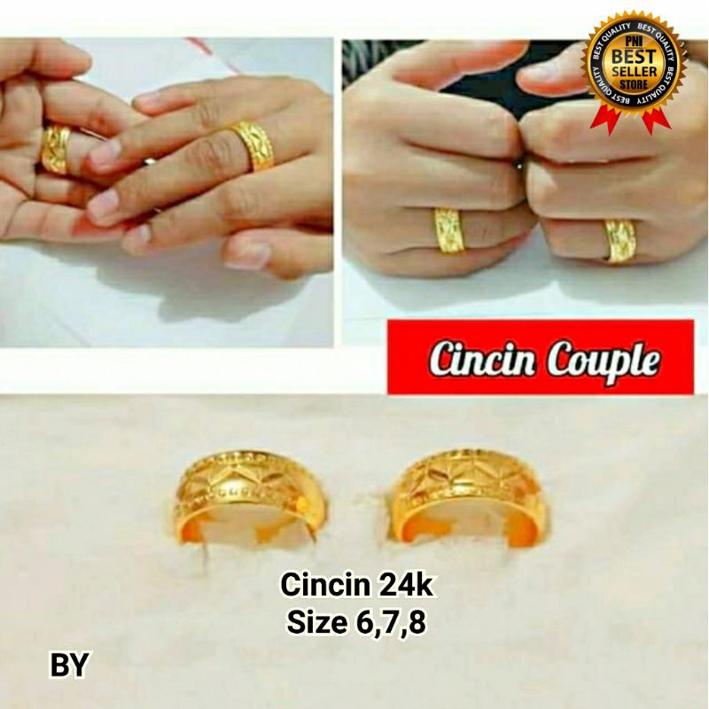 CINCIN COUPLE PRIA WANITA MEWAH BERKUALITAS LAPIS EMAS GOLD RO-27 Terbaru 2pcs