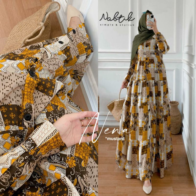 Gamis Rayon Nena Dress Original Nabtik Solo