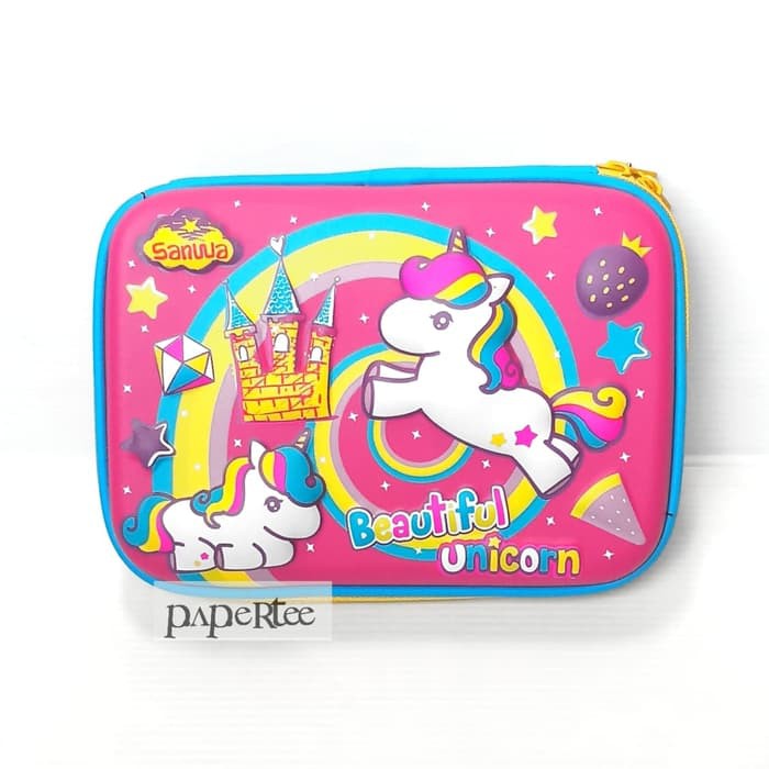 

eq136 Kotak Pensil Pony Unicorn Pink Smiggle Hard Pencil Case Merk