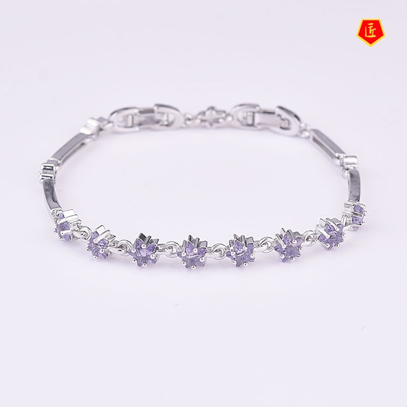 [Ready Stock]Women's S925 Silver Flower Bracelet Fashion Elegant