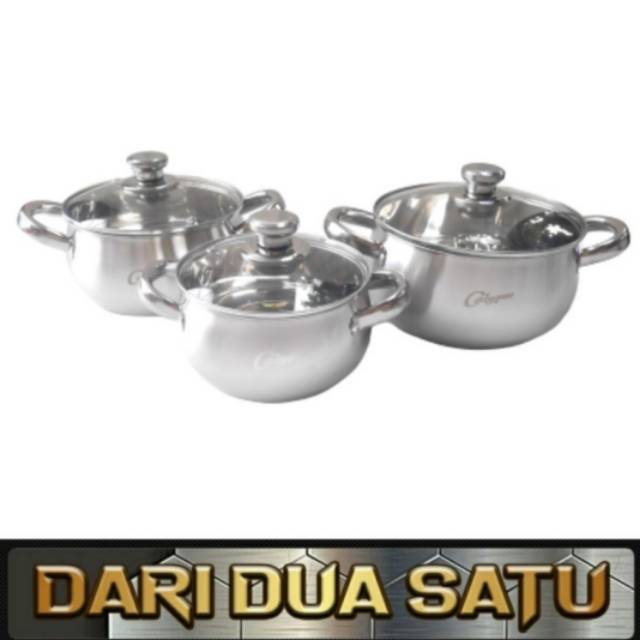 1set Panci Sup Soup Pot Stainless 3pcs
