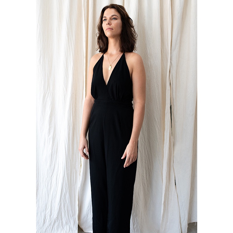 Earth Circus - Plaga Halterneck Jumpsuit Black