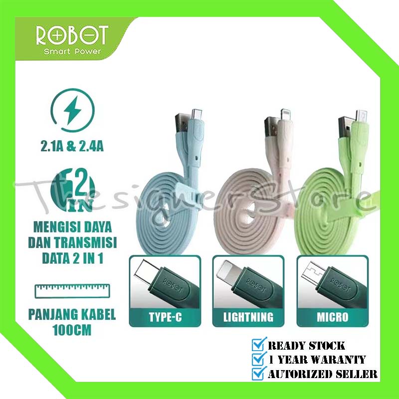 Kabel Data ROBOT RGC100 / RGM100 / RGL100 Type C Micro USB Lighting 1M Data Cable Original