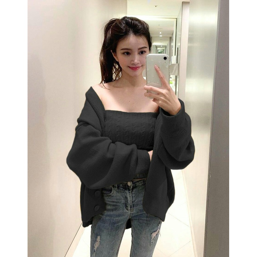 Cardi Xiloa + Inner - Cardigan Rajut Wanita - Casual Cardi Perempuan - Outer &amp; Inner Terbaru - Pakaian Perempuan
