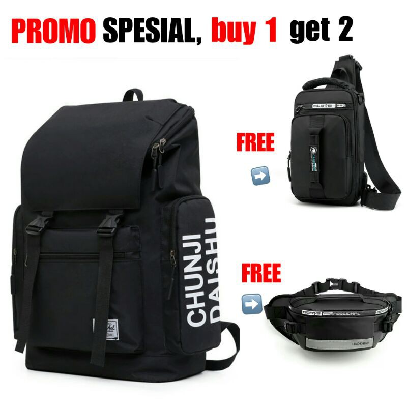 BUY 1 GET 2 - Tas Ransel Pria RDN 015 Distro Bandung Ransel Punggung Backpack Cowok Keren Sek BRAN N