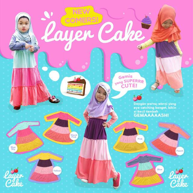 Gamis layer cake || gamis anak || rainbow (1-7 th)