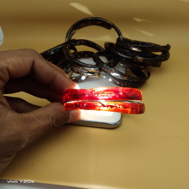 GELANG AKAR BAHAR MERAH KRISTAL,ASLI TEMBUS CAHAYA