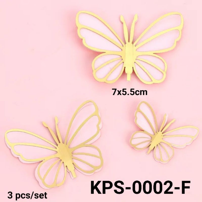 cake topper kupu kupu isi 3 pcs