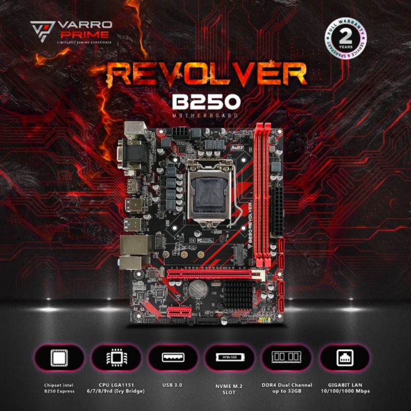 MOTHERBOARD GAMING B250 REVOLVER VARRO SUPPORT NVME