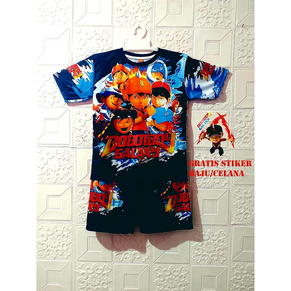 FEI FASHION / KOSTUM KARAKTER ANAK BOBOIBOY API FIRE SETELAN CELANA PENDEK BAJU LAKI COWOK  BAJU TID