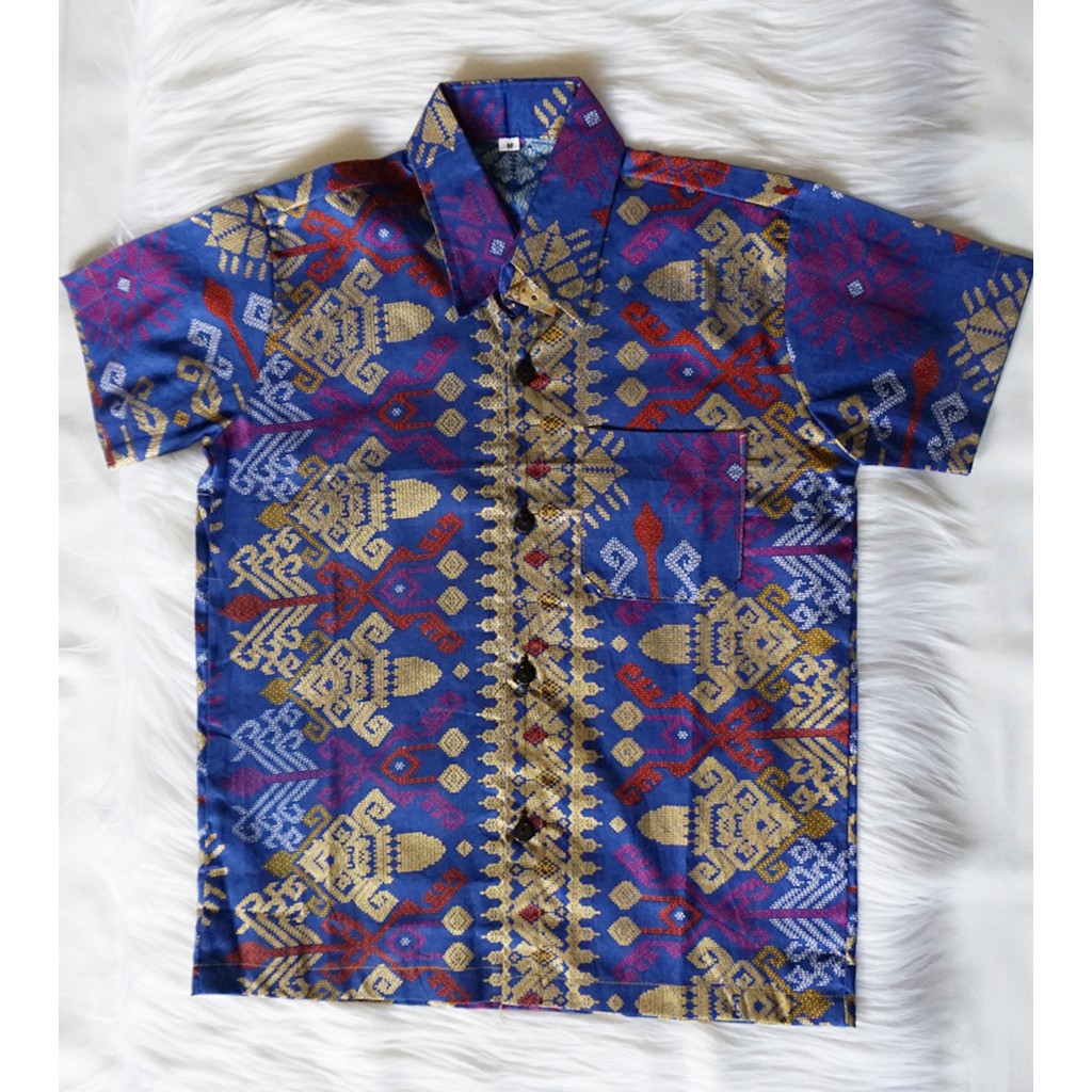 kemeja hem batik bahan katun warna biru BAL22