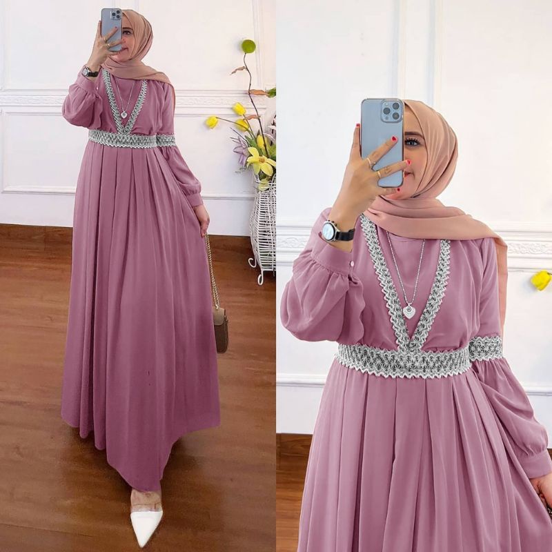 Qaisha dress maxy gamis muslim fashion remaja wanita