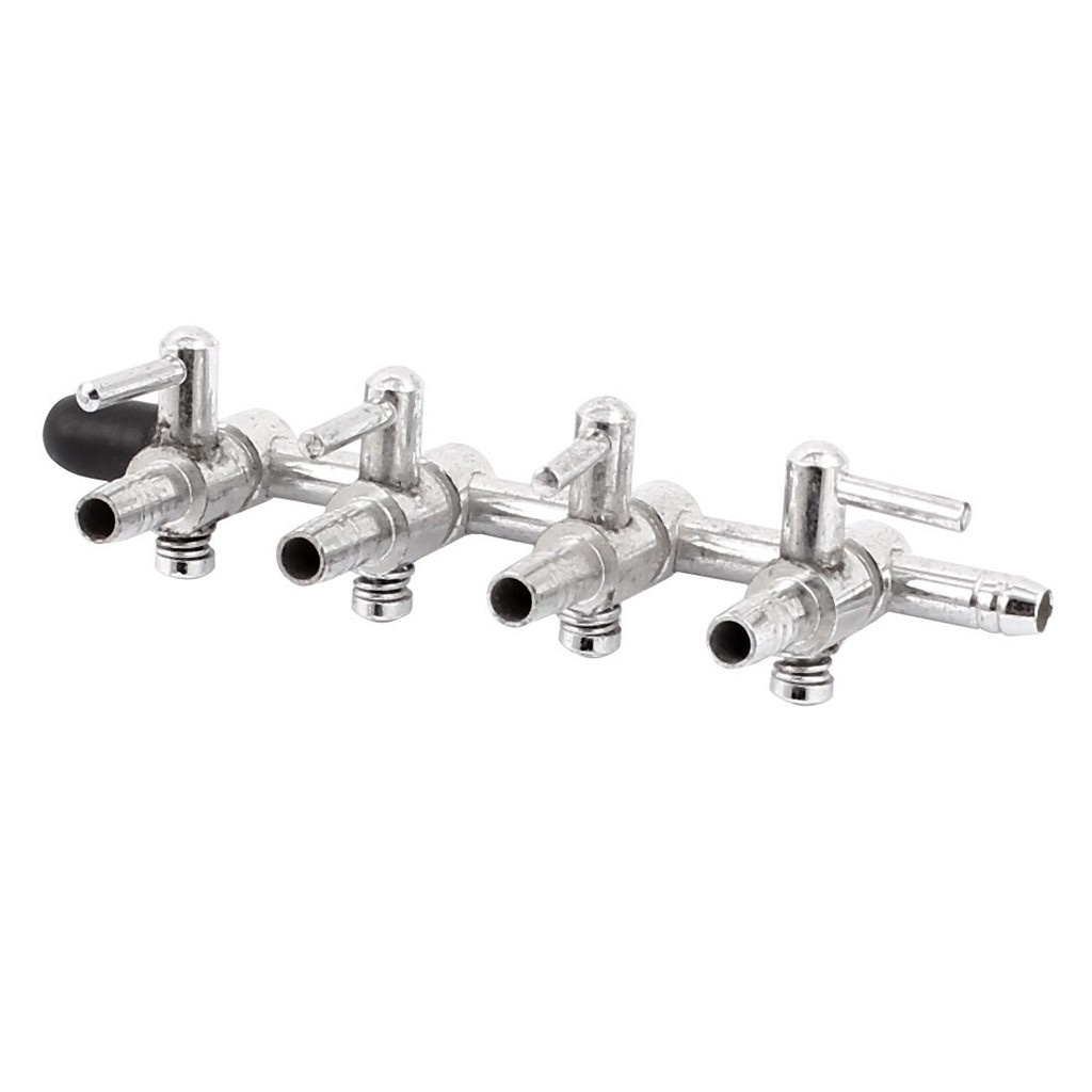 Kran Keran 4 Cabang Nikel Stainless Pembagi Udara Aerator Aquarium