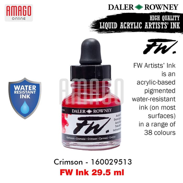 

DALER-ROWNEY - FW Ink 29.5 ml - Acrylic Artists Ink - Cat Akrilik - Crimson - 160029513