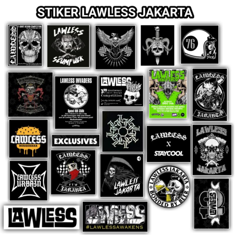 STIKER LAWLESS JAKARTA ISI 12-40 PCS ANTI AIR HIGHT QUALITY