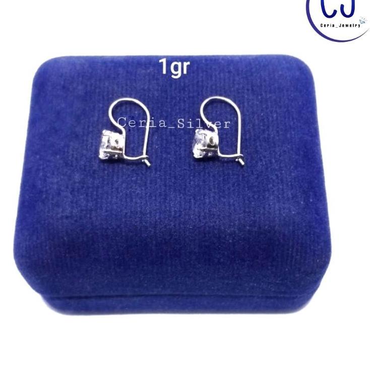 ST.668 ‑ Anting Perak Asli Silver Wanita Dewasa 925 Lapis Emas Putih Desi 1 Gram