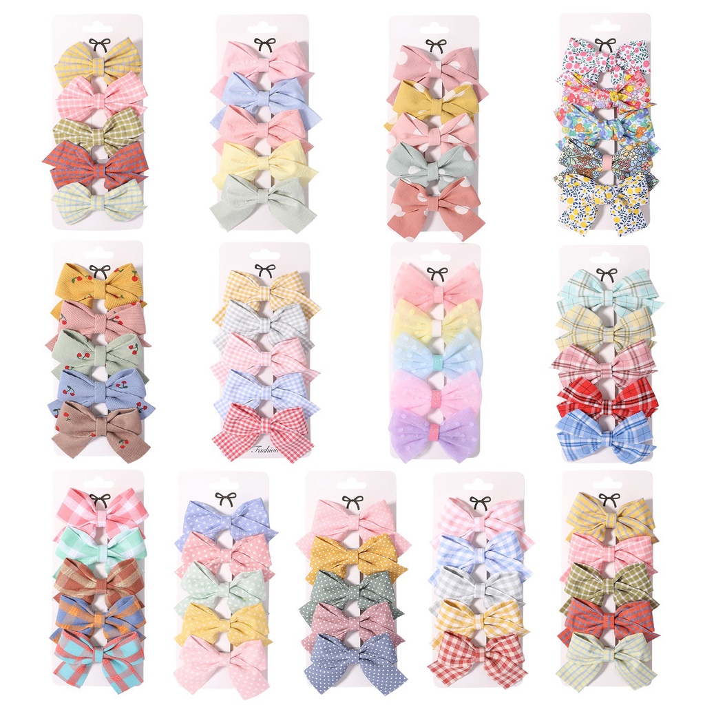 (Pimenova) Jepit Rambut 5pcs Anak Lucu Aksesoris Rambut Cute Bow Flowers Hairpin Side Clips