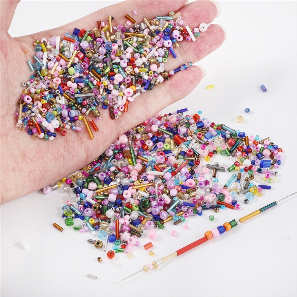 1000 Pcs 30g 1.5-4.5 Mm Multicolor Campuran Manik-manik Biji Terompet Bulat Manik-manik Kaca untuk DIY Perhiasan Anting-Anting Membuat Aksesoris Aksesoris