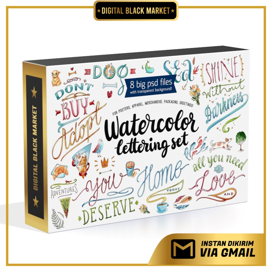 Water Color Lettering Set - Photoshop