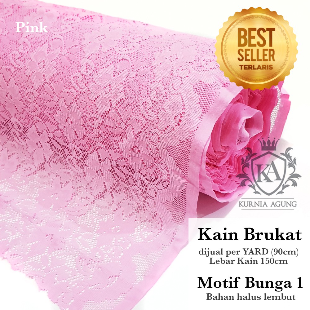 Kain Brukat Motif Bunga Meteran Bahan Brokat Adem Warna Putih Tebal Premium Bahan Gaun Anak Kebaya Lebar 150cm