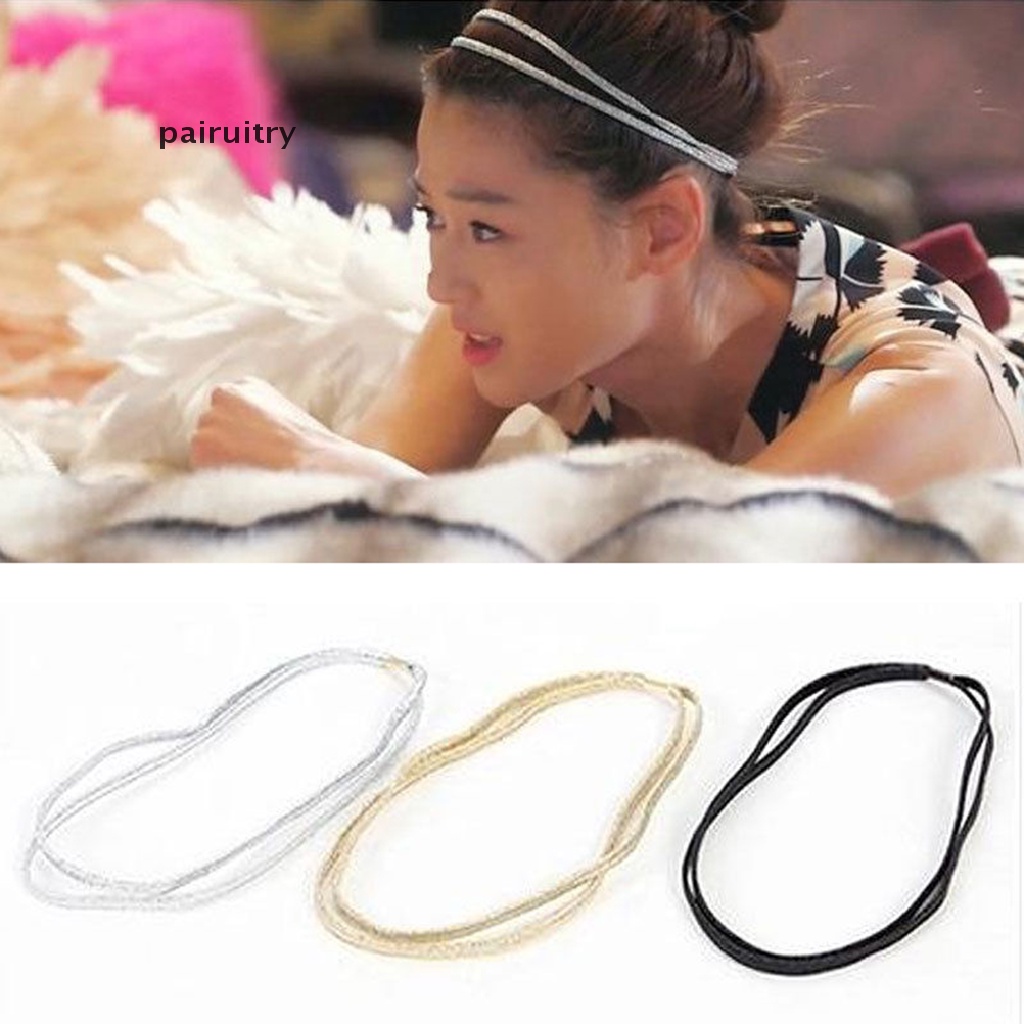 Prt Bando Rambut Desain Kepang Ganda Hias Glitter Bling Elastis Untuk Wanita