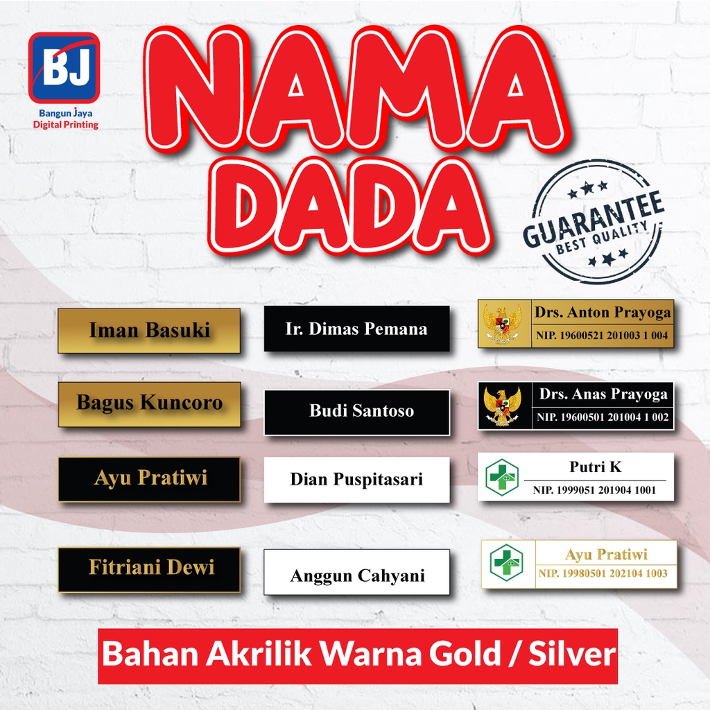 

NAMA DADA RESIN Name Tag /Nama Dada/Papan Nama Akrilik-Custom Satuan-Proses Cepat murah