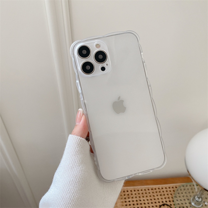Case Pelindung Bahan TPU Transparan Bentuk Gelombang Untuk Iphone 7 8 PLUS X XR XS 11 12 13 Mini PRO MAX SE 2020