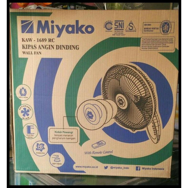 KIPAS ANGIN DINDING MIYAKO 1689RC DENGAN REMOTE