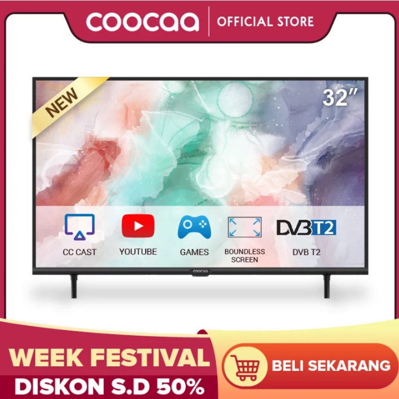 COOCAA LED TV 32 INCH - Smart TV with COOLITA OS - Digital DVB T/T2 - Wifi - Youtube - Open Browser 