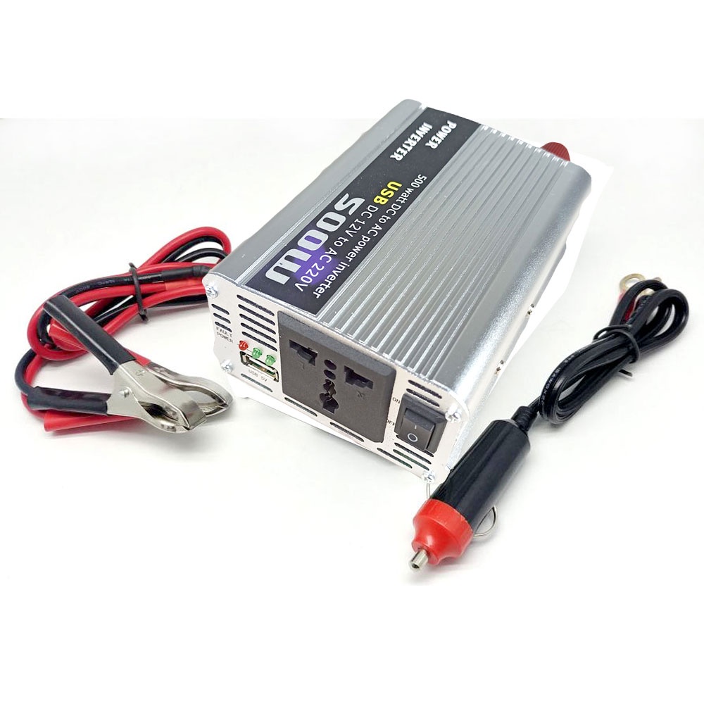 Car Power Inverter DC 12V to AC 220V 500W - Silver